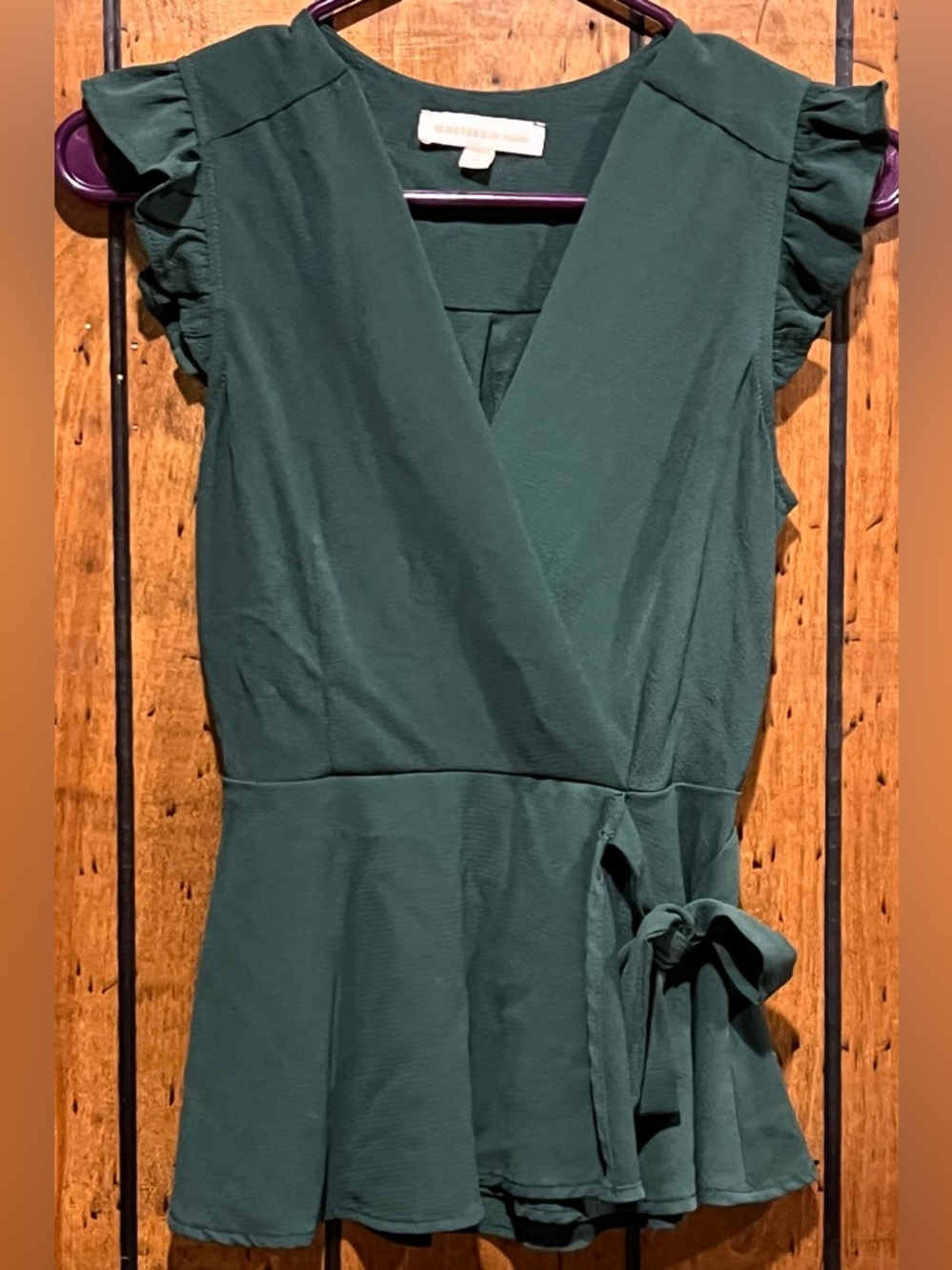 Monteau Size XS Green Wrap Blouse